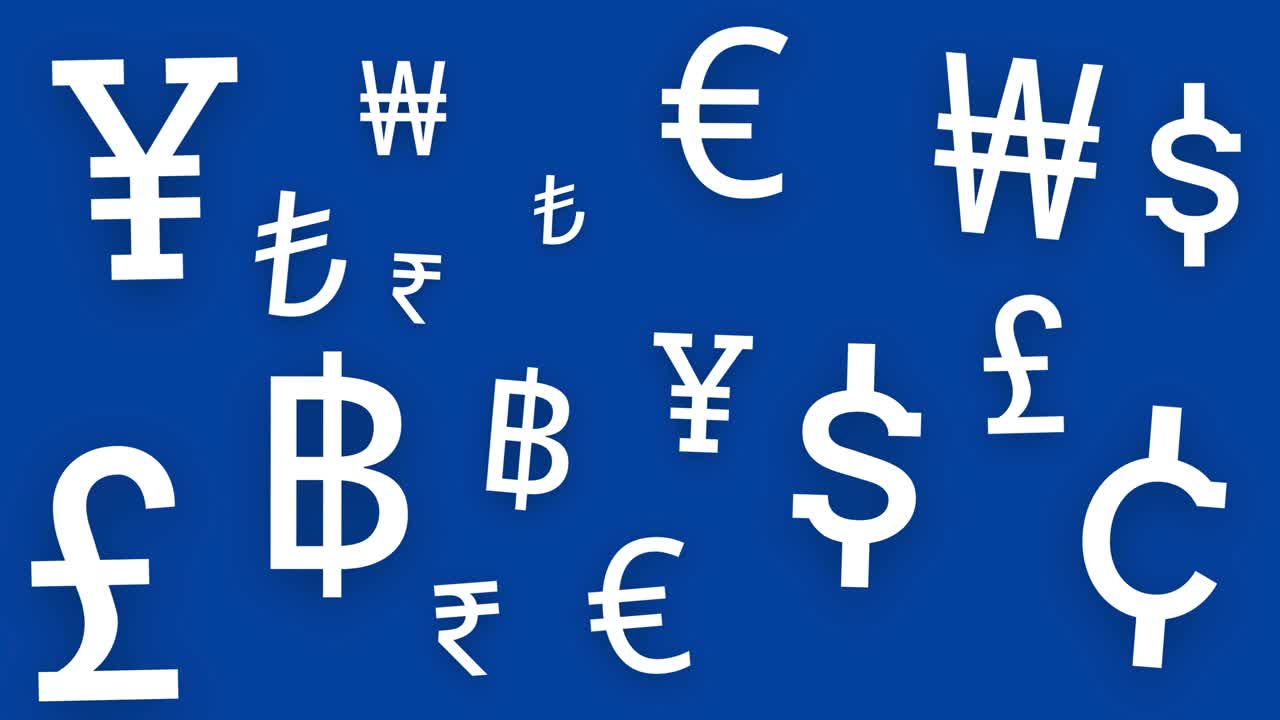 Animated Currency Symbols Pop Up — £ $ € ¥, Global Finance, Banking, Trade, Economy, Investment, Money, Business Concept Animation