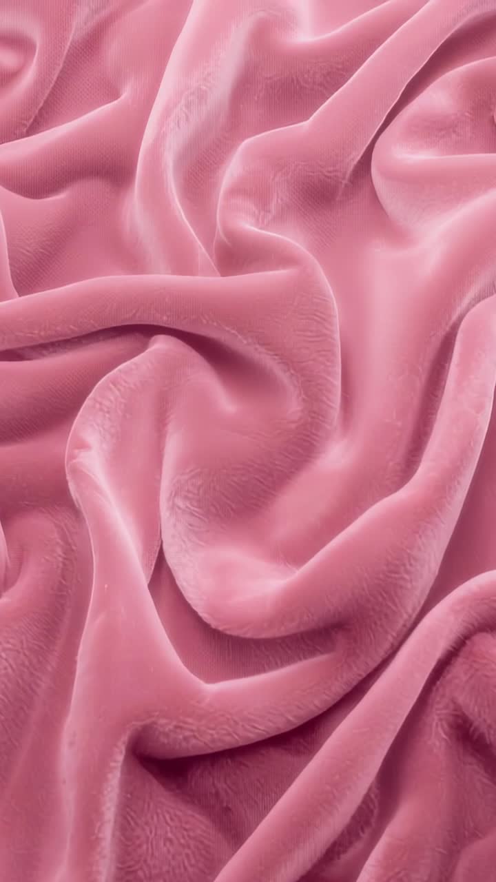 Video verticale: primi piani con carrellata che mostrano un tessuto felpato rosa che si sposta, rivelandone la trama