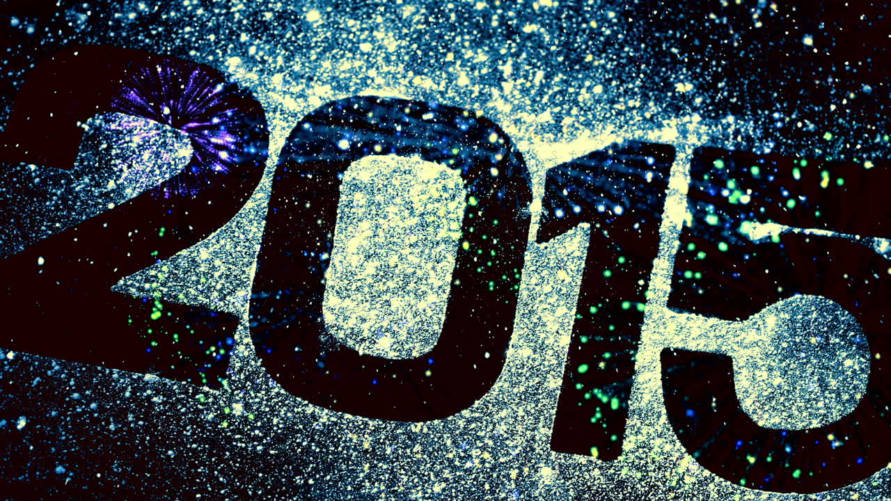 2015 con fuegos artificiales que explotan