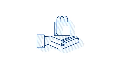 concepto de comercio electrónico de compras en línea con icono de compras y marketing en línea. manos sosteniendo bolsas de compras. gráfico de movimiento