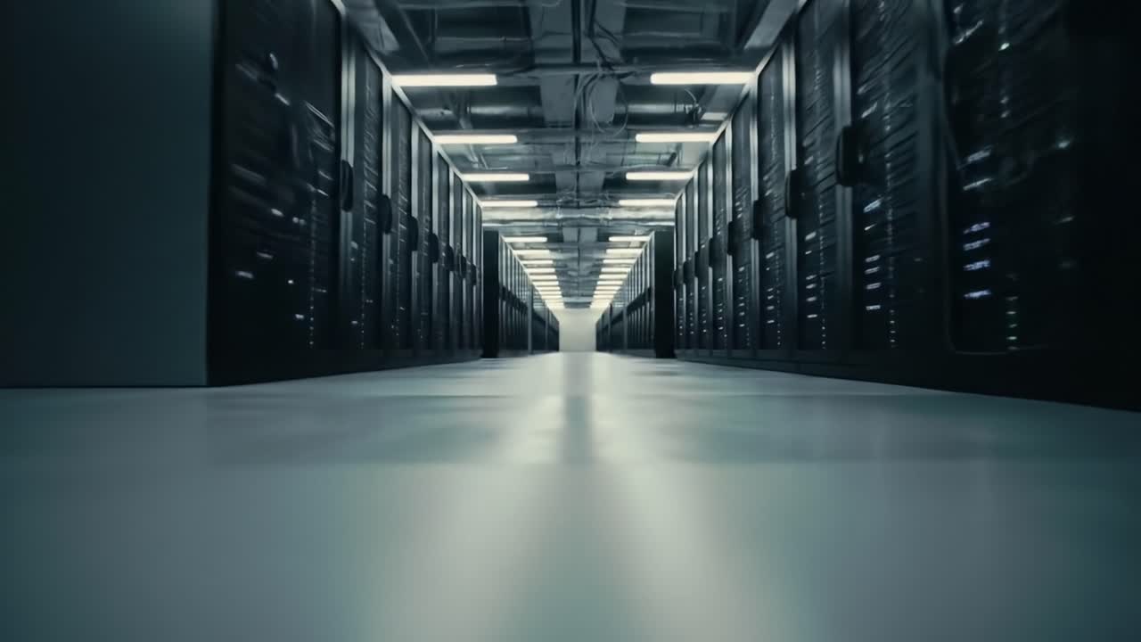 Interior of a large data center
