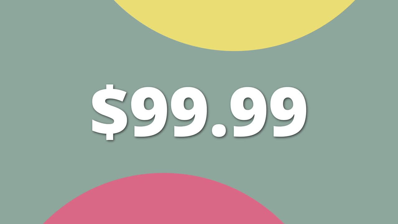 Short animated video showing a colorful price tag at 99.99 Perfect for digital ads, ecommerce promotions, and retail marketing