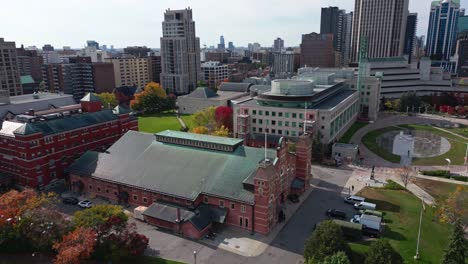 drone aerial downtown landscape city skyline commercial buildings park town urban infrastructure architecture cbd ottawa ontario canada