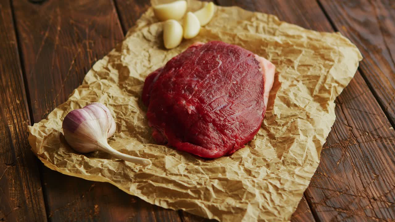 양피지에 마늘과 고기