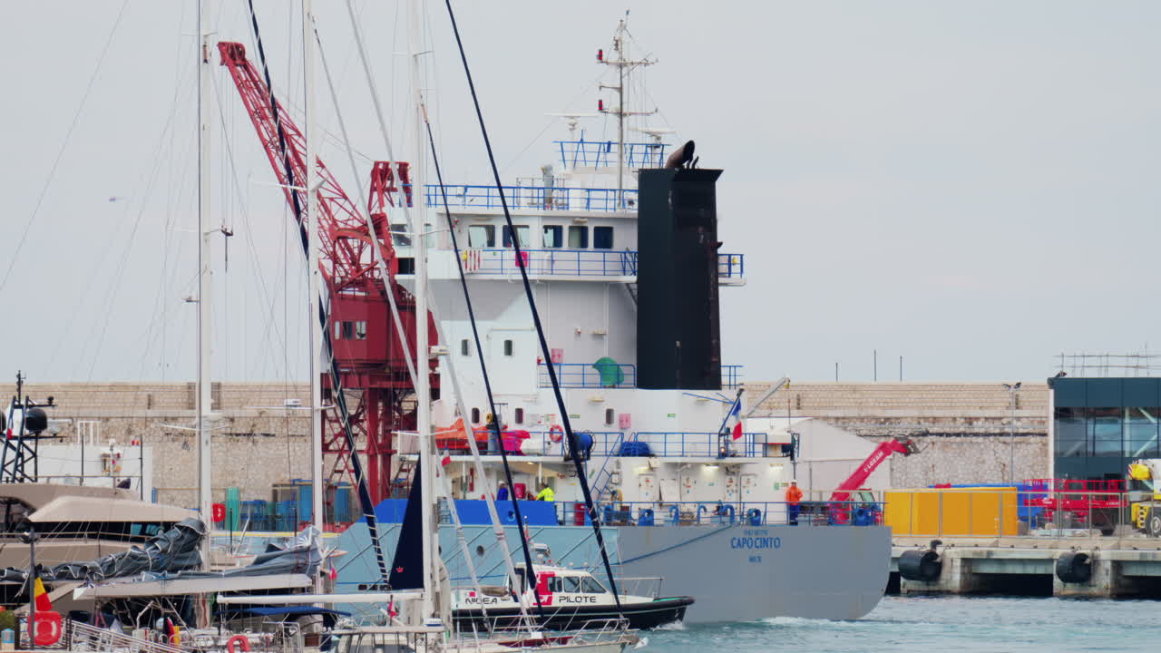 Nice, France - February 4, 2025: White boats docked in Port Lympia in daylight