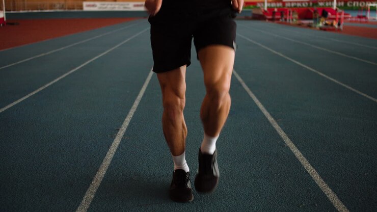 Close up of man's legs jumping