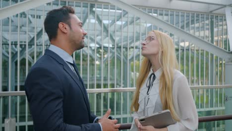 business colleagues meeting outdoors