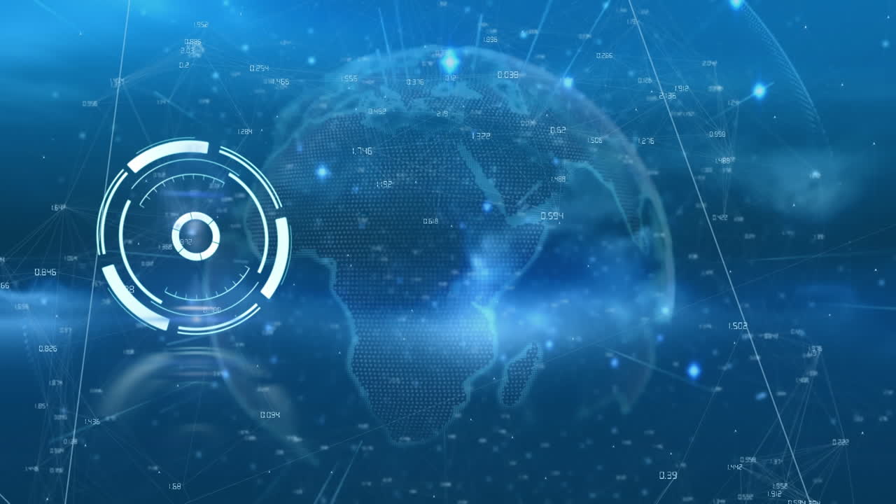 연결 네트워크와 글로브를 통해 범위 스캐닝의 애니메이션