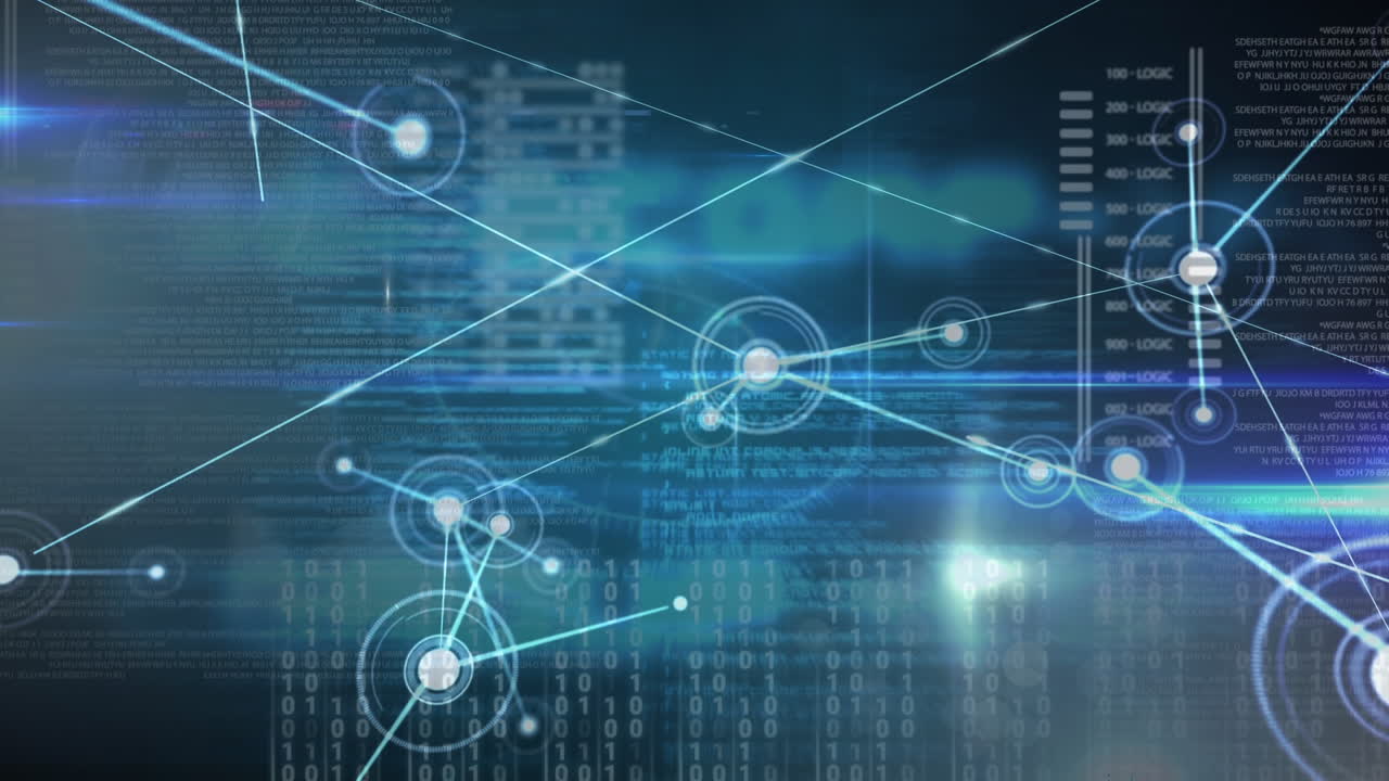 animación del procesamiento de datos sobre un fondo negro