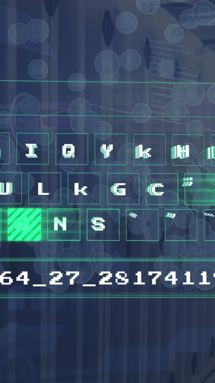 animación de la tecnología en línea procesamiento de datos digitales en el teclado a través de servidores informáticos