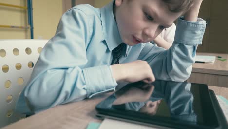 cu tracking pupil works on a tablet computer does lessons flips through pages