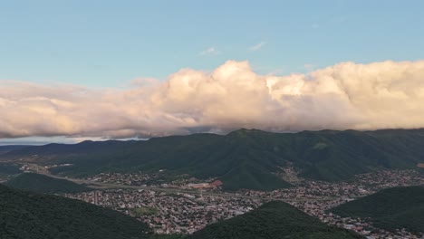 Drone-hyperlapse-of-capital-of-Salta,-Argentina