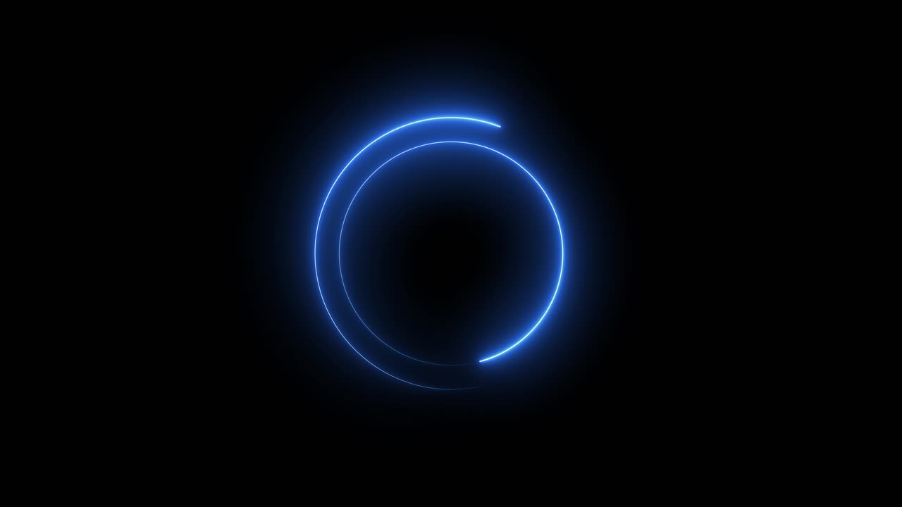 4k loading neon circles icon on black animation background video loading pending process circle icon