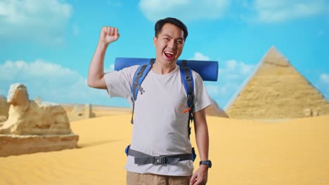 Excited Traveler in Egypt