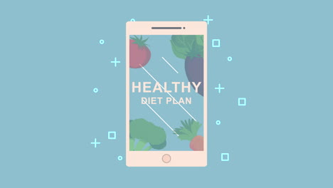 healthy diet plan animation with vegetables in smartphone