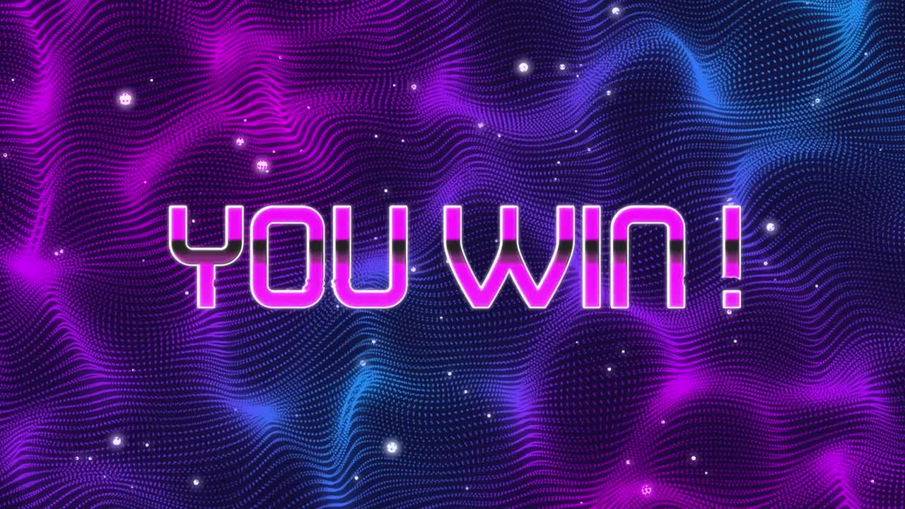 핑크와 보라색 네트워크를 통해 분홍색으로 텍스트를 이기고 밤 하늘에서 별을 는 애니메이션