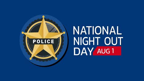 Animation-of-national-night-out-text-over-police-star-icon-on-blue-background