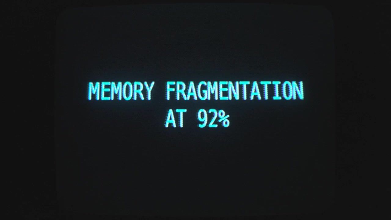 Displaying of system information due to an error in computer. Black background.