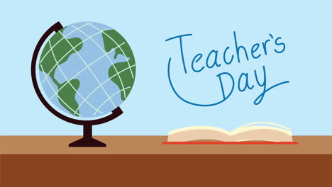 happy teachers day lettering with sphere planet