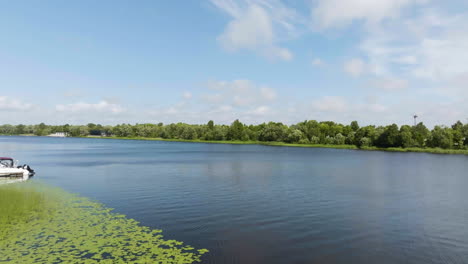 river landscape with boat and vegetation