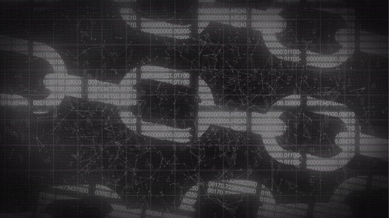 온라인 보안 체인 및 데이터 처리의 애니메이션 검은색 배경