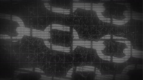 animation of online security chain and data processing on black background
