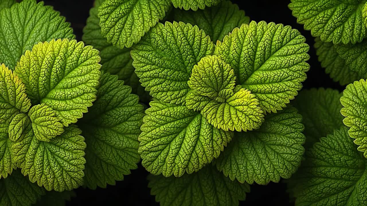 A Close-Up Exploration of Lush Green Leaves Showcasing Intricate Textures and Patterns Found in Nature's Bounty and Vibrant Foliage Beauty