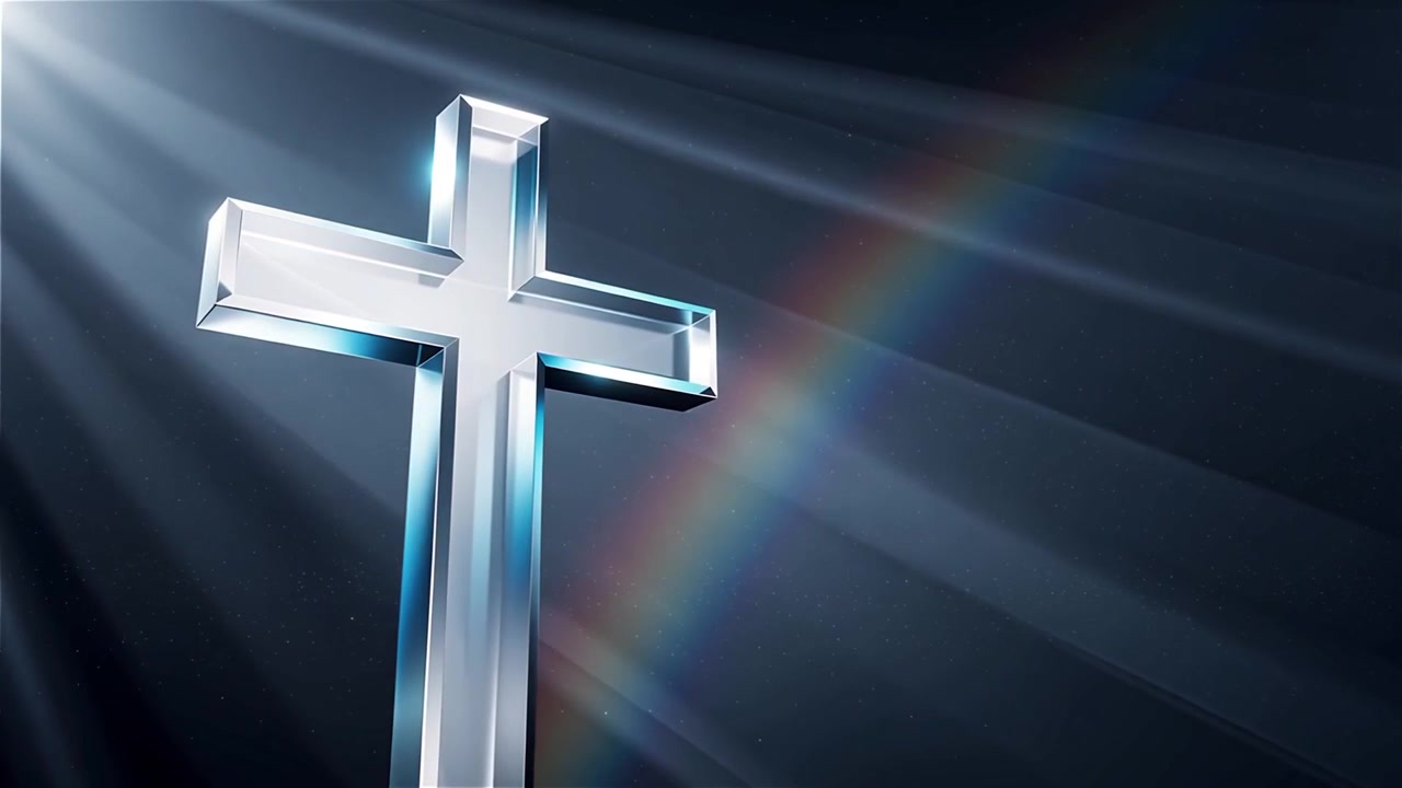 Croce Cristiana Luce Celestiale Sfondo per il Culto.