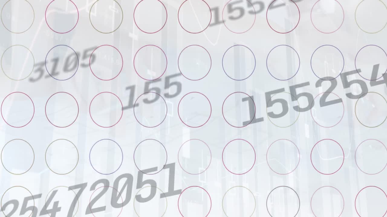 animación del procesamiento de datos financieros sobre formas sobre fondo blanco