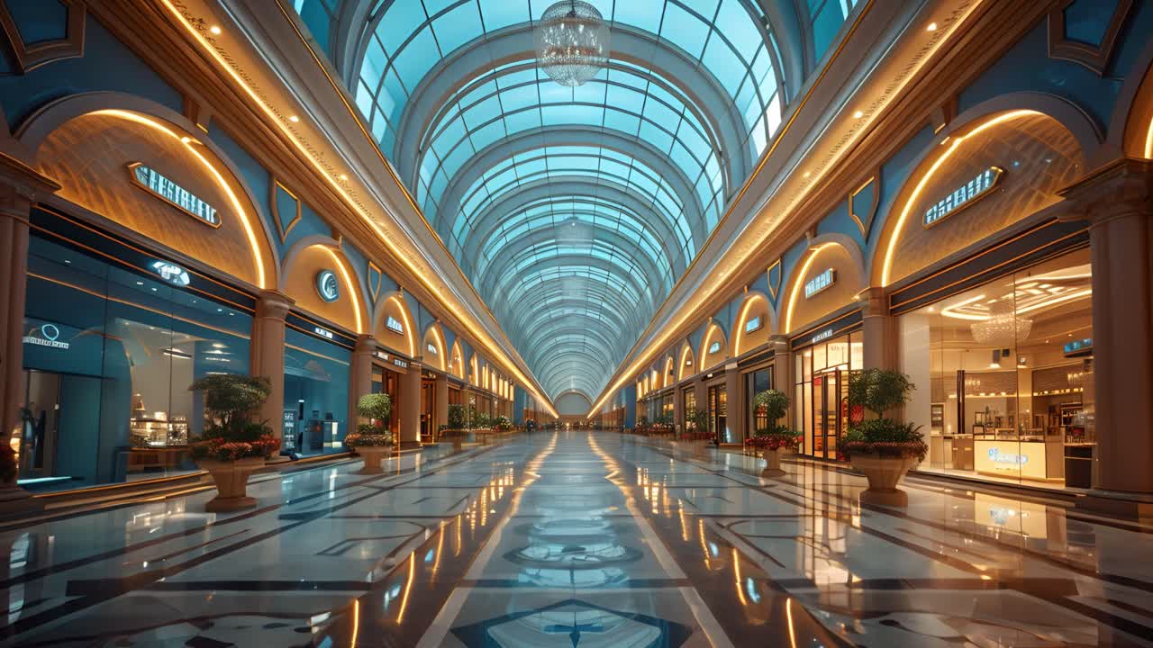 Luxurious Empty Shopping Mall Corridor