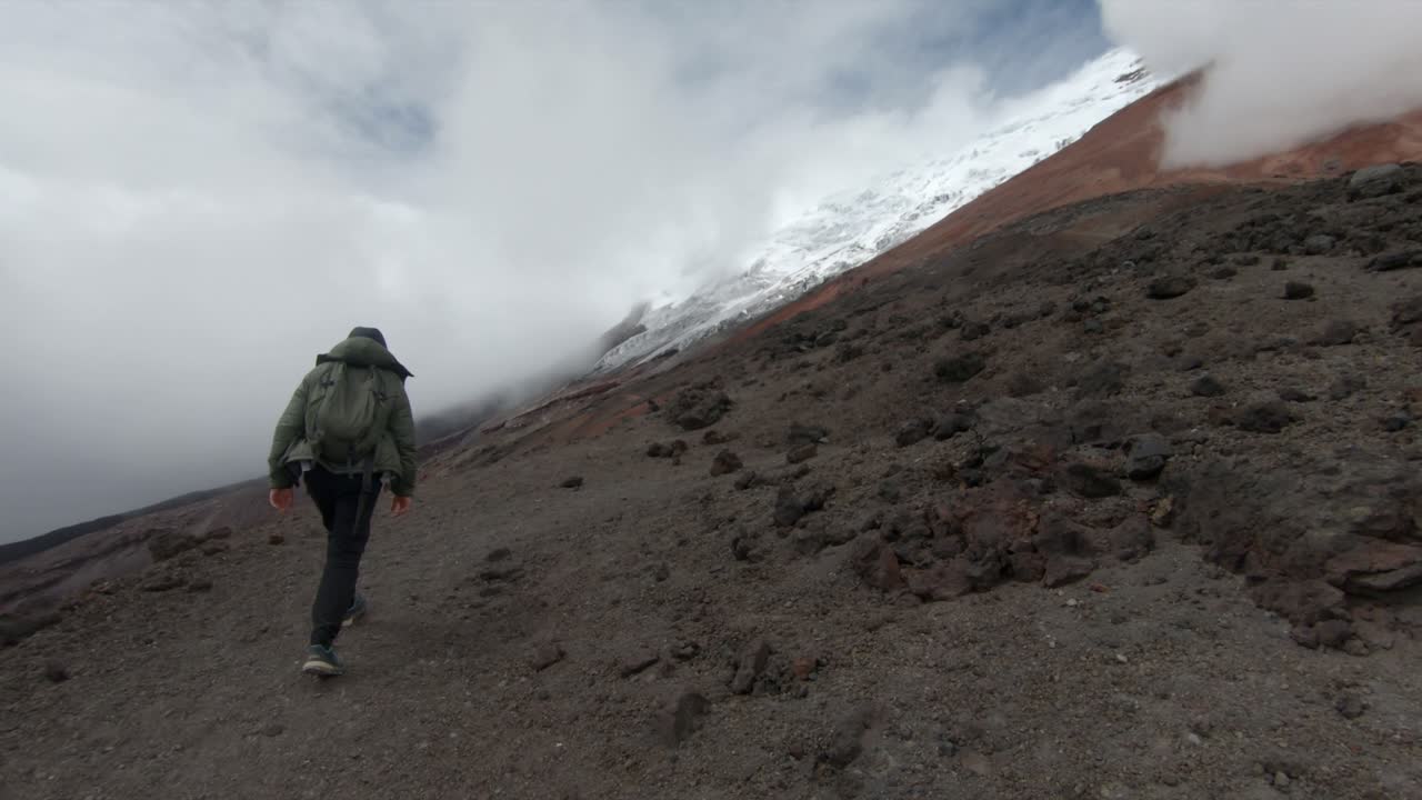 Trek group POV Cotopaxi ANdes mountains peak national park Ecuador hike