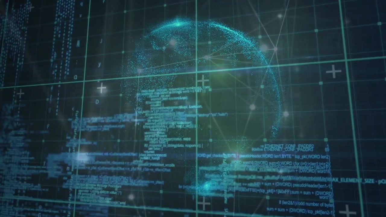 Animert globus over data behandling på svart bakgrunn