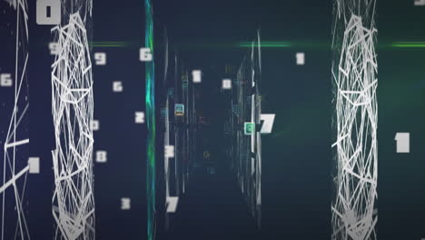Animation of network of connections and numbers over black background