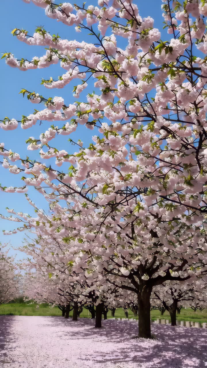 Bellissimi alberi di ciliegio in fiore in primavera