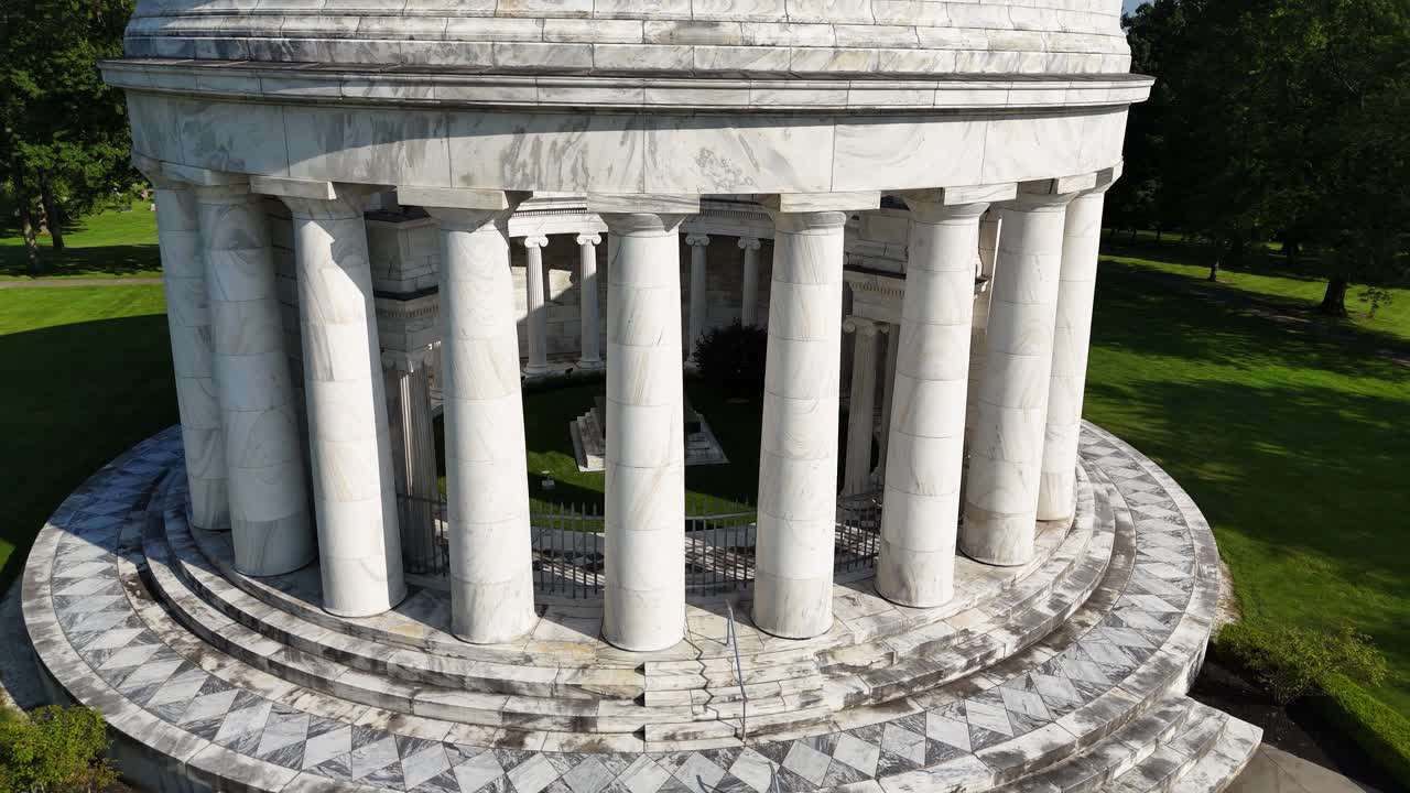 Warren G. Harding Memorial - burial site in Marion, Ohio - Aerial Drone