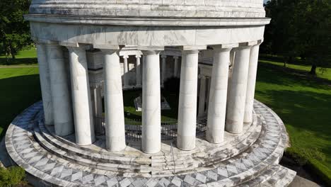 warren g. harding memorial - burial site in marion, ohio - aerial drone