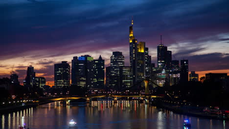 frankfurt skyline sunset &amp;amp; river reflection