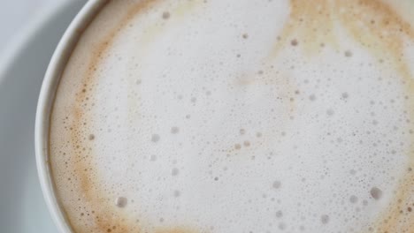 close-up of latte foam