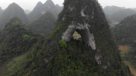 flying backwards at angel eye mountain cao bang vietnam, aerial