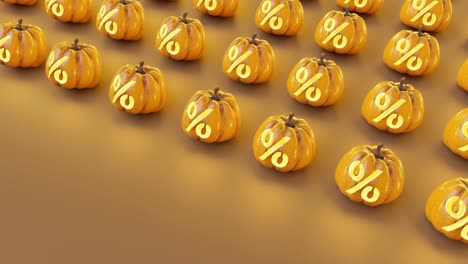 pumpkin decoration pattern with discount sign on orange background