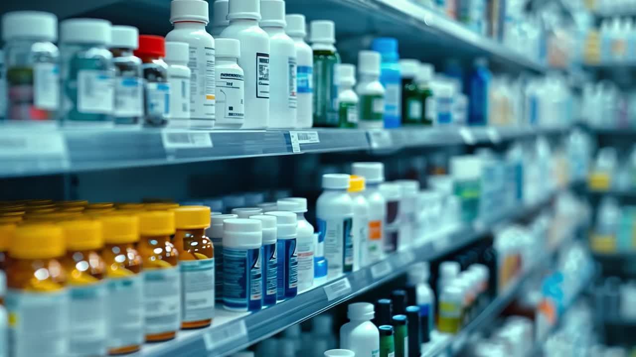 Pharmacy Shelves with Medications