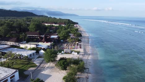 panoramic aerial view of a tropical beach resort and coastline