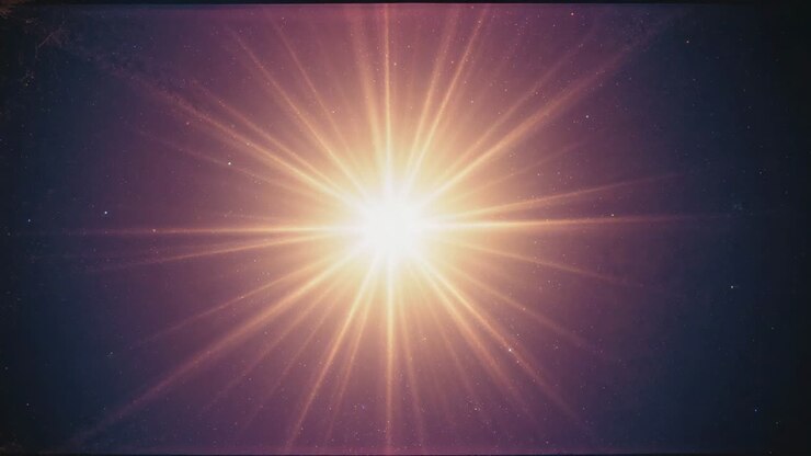 Riproduzione con bagliore centrale pulsante, picchi variabili, che si stabilizza nello spazio profondo con barre cinematografiche