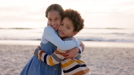 kids, brother and sister with hug