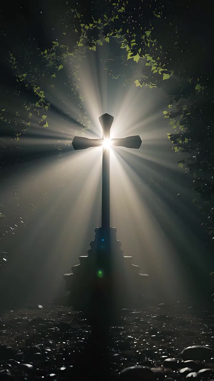 Sfondo per Adorazione 4K: Croce Cristiana e Luce Celeste