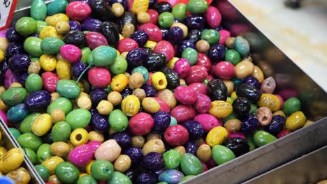 colorful olives at a market