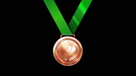 bronze medal with green ribbon animation