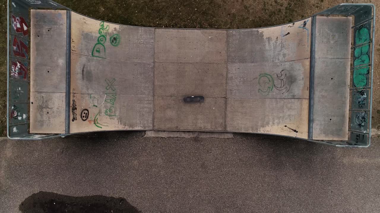 skateboard at skatepark miniramp after skate