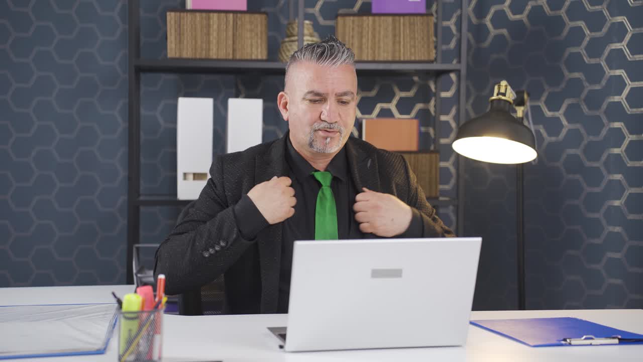 Businessman sick of hot and humid weather.