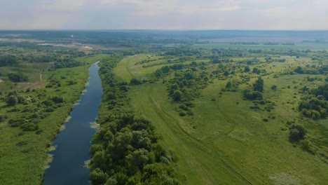 aerial view of a river and surrounding landscape